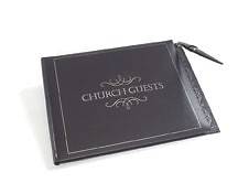 Picture of Large Black Church Guest Book with Pen