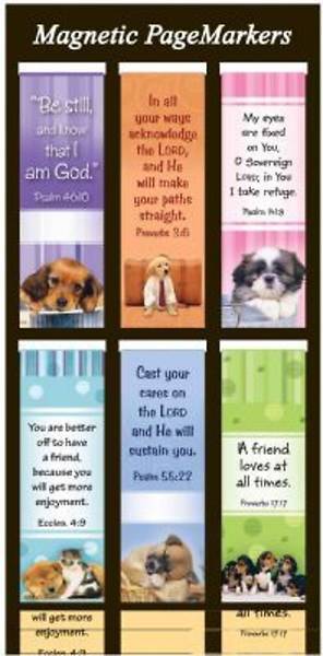 Picture of Puppies Pagemarker Magnetic Bookmarks Package of 6