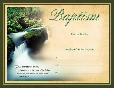 Picture of Baptism Certificate 8 1/2" x 11", Pkg of 6