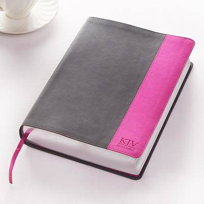 Picture of KJV Super Giant Print Lux-Leather Grey/Pink