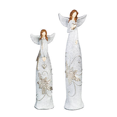Picture of Poinsettia Angel Statuary (Set of 2)