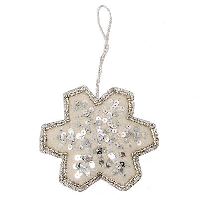 Picture of Felt Snowflake Ornament with Sequins and Bead Trim