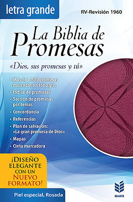 Picture of Biblia de Promesas Letra Grande Piel ESP. Rosada