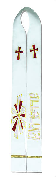 Picture of Alleluia White Cathedral Stole with Embroidery RED