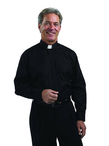 Picture of Long Sleeve Clergy Shirt with Tab Collar BLACK - 17.5 - 35