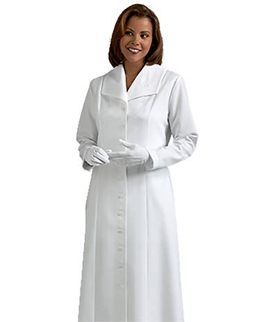 Picture of Qwick-Ship Viva Long Sleeve Dress with Embroidered Praying Hands Winged Collar White - HF624