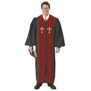 Picture of A502 Liberty Robe with Gold Crosses, Red Velveteen Panels and Red Cording