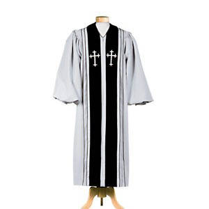 Picture of A506 Liberty Robe with Silver Crosses, Black Velveteen Panels and Black Cording