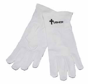 Picture of White Usher Gloves with Black Embroidered Cross