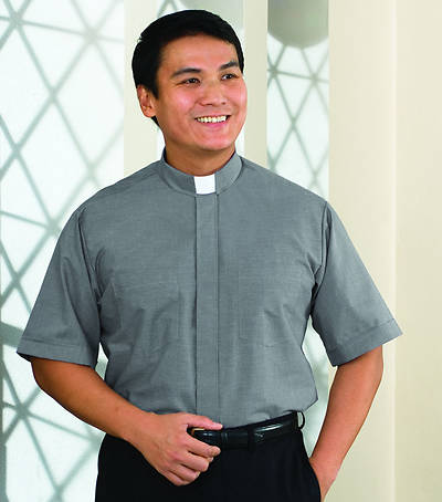 Picture of Signature Short Sleeve Clergy Shirt with Tab Collar Gray - 17 1/2"