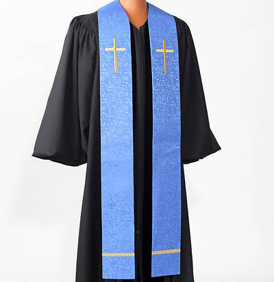 Picture of Gold Cross Stole Blue - 110"