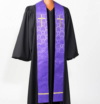 Picture of Gold Cross Stole Purple - 110"