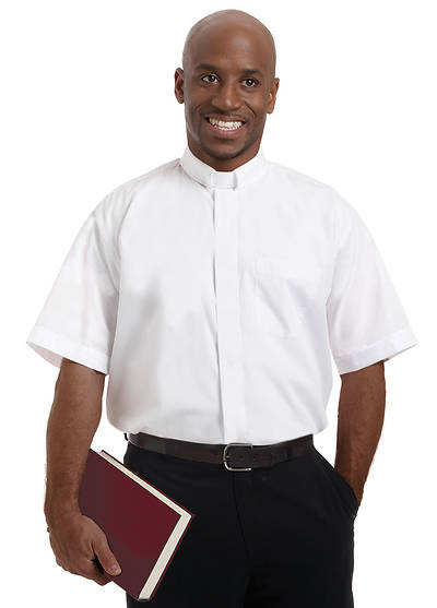 Picture of Murphy Men's Short Sleeve Tab Collar Clergy Shirt White - 17 1/2"