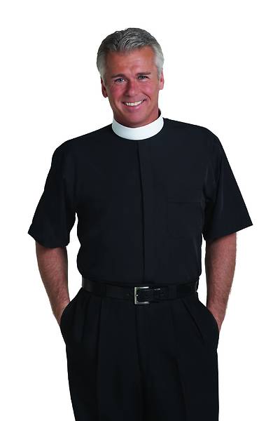 Picture of Murphy Qwick Ship Neckband Short Sleeve Mens Clergy Shirt Black - 16 1/2"