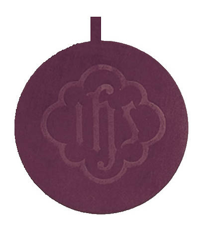 Picture of Artistic Offering Plate with IHS Pad - Extra Large Brasstone - Maroon