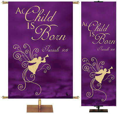 Picture of A Child Is Born Christmas Foil Banner Wood Violet - 2' x 6'