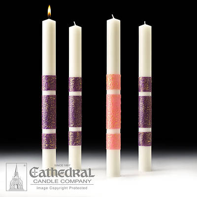 Picture of Artisan Wax Advent Candles 3 Purple, 1 Rose - 1.5" x 17"