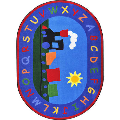 Picture of Tiny Train Children's Area Rug Oval 5'4" x 7'8"