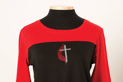 Picture of Two-Tone Junior Rally Tee with Rhinestone Cross and Flame