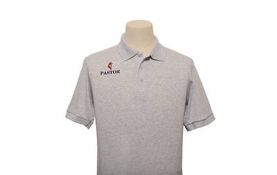 Picture of UMC Pastor Cross and Flame Polo W/Pocket Ash - 2XL
