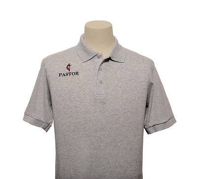 Picture of UMC Pastor Cross and Flame Polo Without Pocket Ash - X-Large