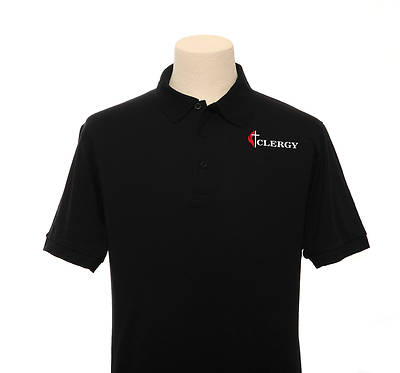 Picture of UMC Clergy Cross and Flame Polo Without Pocket Black - X-Large