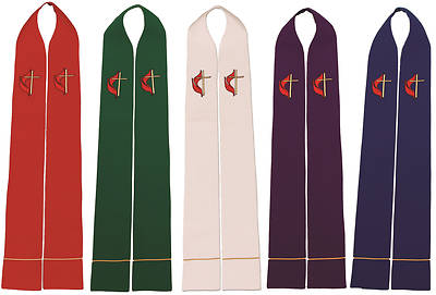 Picture of United Methodist Cross and Flame Wide Stole