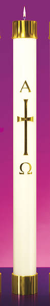 Picture of Lux Mundi Liquid Wax Latin Cross Paschal Candle Shell - 3-1/2" x 24"