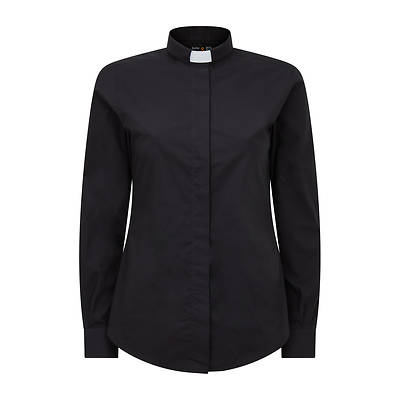 Picture of Fair Trade Women's Cotton Black Long Sleeve Tab Collar Clergy Shirt