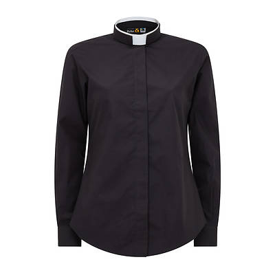 Picture of Fair Trade Women's Poly Cotton Black Long Sleeve Tab Collar Clergy Shirt