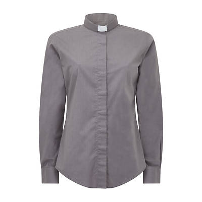 Picture of Fair Trade Women's Poly Cotton Charcoal Grey Long Sleeve Tab Collar Clergy Shirt