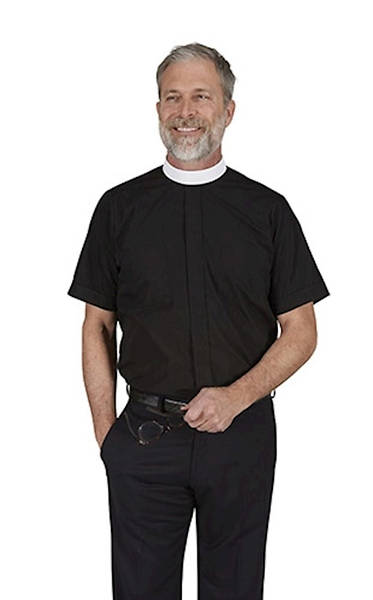 Picture of R. J. Toomey Clergy Shirt Neckband Short Sleeve Black