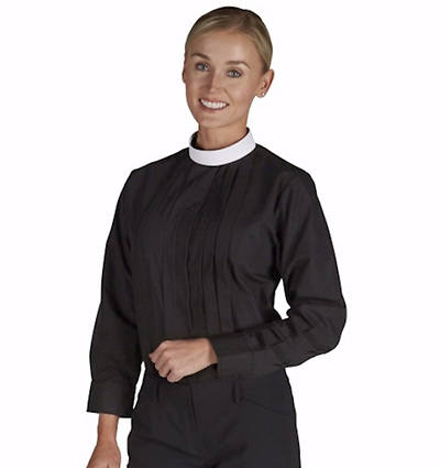 Picture of R. J. Toomey Women's Clergy Blouse Long Sleeve Neckband Collar