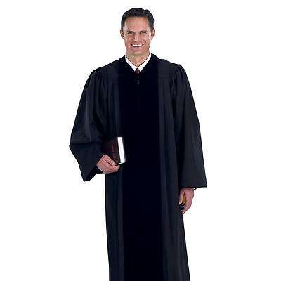 Picture of Cambridge Black Pulpit Robe with Polyester Velvet Panels