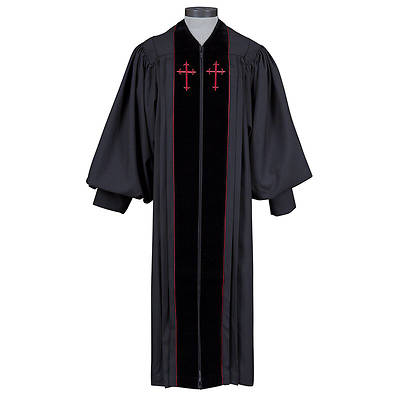 Picture of Cambridge Pulpit Robe - Black with Red Crosses