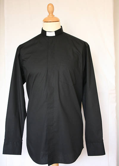 Picture of Fair Trade Men's PolyCotton Black Short Sleeve Tab Collar Clergy Shirt