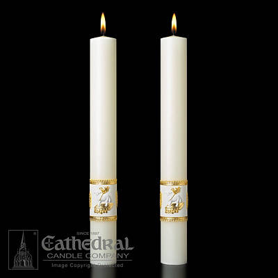 Picture of Ornamented Complementing Altar Candles Pair
