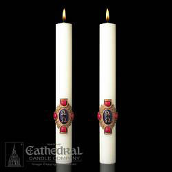 Picture of Christ Victorius Complementing Altar Candles Pair