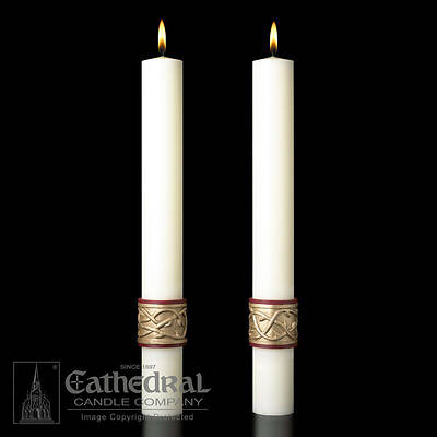 Picture of Sacred Heart Complementing Altar Candles Pair