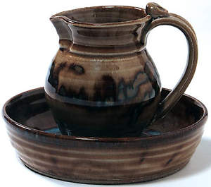 Small Brown Foot-washing Pitcher and Basin
