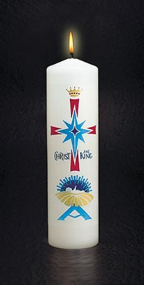 Picture of Advent Christ Candle Red/Blue Nativity 11" x 3"