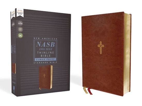 Picture of Nasb, Thinline Bible, Large Print, Leathersoft, Brown, Red Letter Edition, 1995 Text, Comfort Print