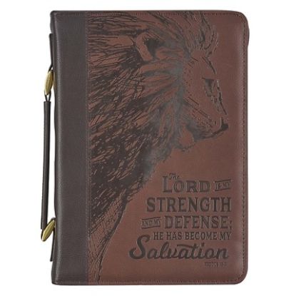 Picture of Bible Cover Medium Brown Lord Is My Strength Exodus 15