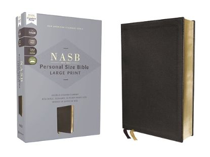 Picture of Nasb, Personal Size Bible, Large Print, Genuine Leather, Calfskin, Black, Red Letter, 1995 Text, Comfort Print