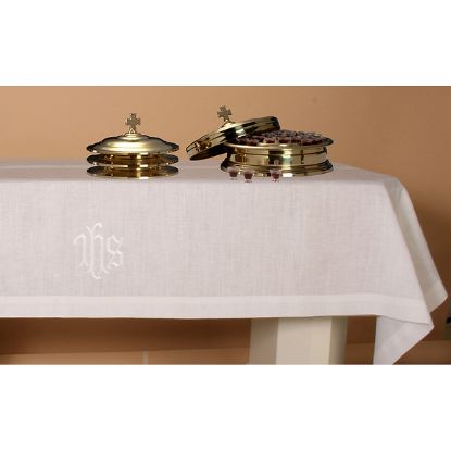 Picture of Embroidered 100% Linen IHS Table Cover 50x86