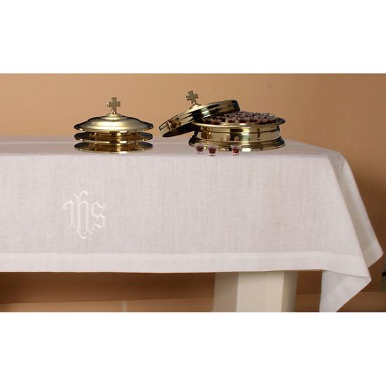 Picture of Embroidered 100% Linen IHS Table Cover 50x86