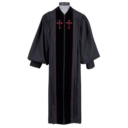 Picture of Murphy Black Pulpit Robe with Embroidered Red Crosses