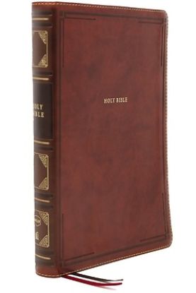Picture of Nkjv, Thinline Reference Bible, Large Print, Leathersoft, Brown, Red Letter Edition, Comfort Print