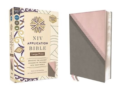 Picture of NIV Application Bible, Large Print, Leathersoft, Pink/Gray, Red Letter, Comfort Print