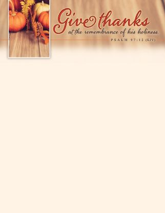Picture of Give Thanks His Holiness Thanksgiving Letterhead
